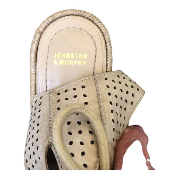 Johnston & Murphy Mandy Espadrille Wedge Sandals Tan 6.5 Lace-Up Preowned - Picture 6 of 15